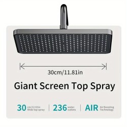 Avaruusalumiininen digitaalinen neliösuihkusetti pianopainikkeella, käsisuihkulla ja ympäristövalaistuksella