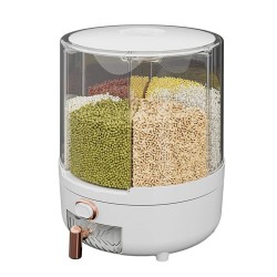 Hyönteissuojattu riisiannostelija kotitalouksille 360 asteen kääntyvä kuuden lokeron säiliö