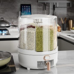 Hyönteissuojattu riisiannostelija kotitalouksille 360 asteen kääntyvä kuuden lokeron säiliö