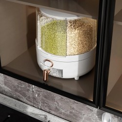 Hyönteissuojattu riisiannostelija kotitalouksille 360 asteen kääntyvä kuuden lokeron säiliö
