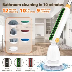 Monitoiminen sähköinen puhdistusharja 3600 mAh jatkovarsi 38–105 cm tehokas vääntö hiljainen kaksinopeus A180-moottori