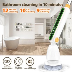 Monitoiminen sähköinen puhdistusharja 3600 mAh jatkovarsi 38–105 cm tehokas vääntö hiljainen kaksinopeus A180-moottori