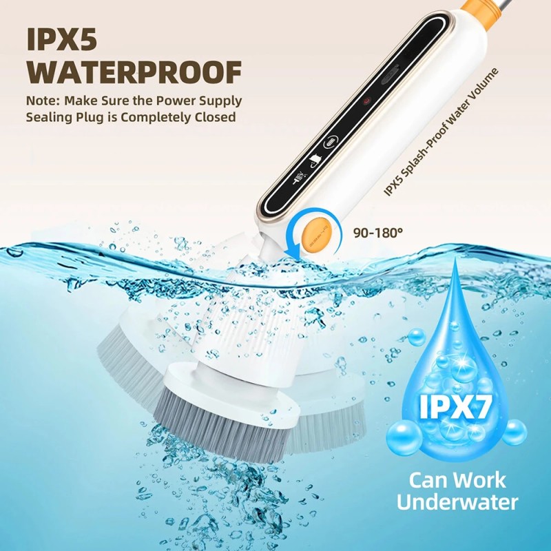 Monitoiminen sähköinen puhdistusharja 3600 mAh jatkovarsi 38–105 cm tehokas vääntö hiljainen kaksinopeus A180-moottori