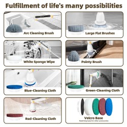 Monitoiminen sähköinen puhdistusharja 3600 mAh jatkovarsi 38–105 cm tehokas vääntö hiljainen kaksinopeus A180-moottori