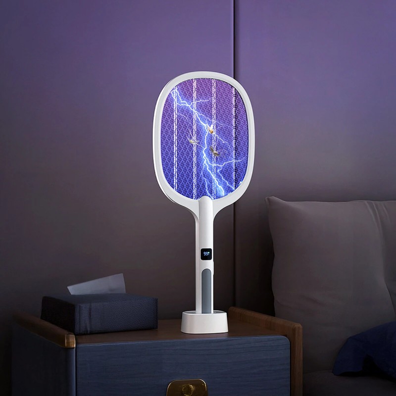 Sähköinen hyttysläppä digitaalisella näytöllä C tyypin ladattava violetti valonauha ja automaattitila