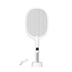 Sähköinen hyttysläppä digitaalisella näytöllä, C-tyypin ladattava, violetti valonauha ja automaattitila