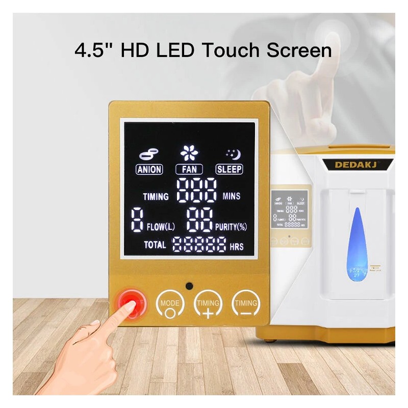 DEDAKJ DE-1LW 1–7 l/min happikonsentraattori kotikäyttöön sumutintoiminnolla