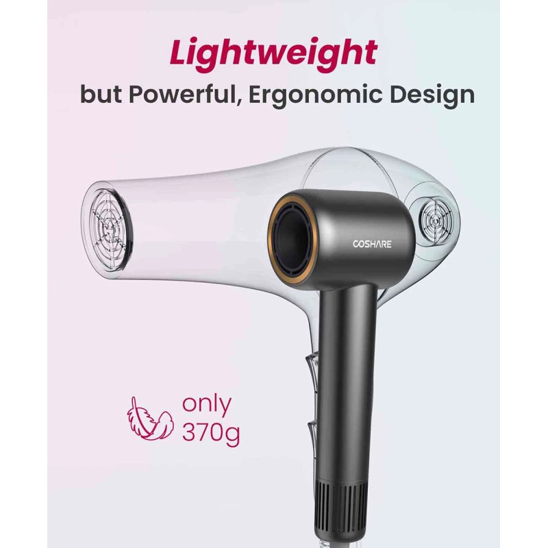 COSHARE HD10E nopea hiustenkuivaaja kahdeksan miljardia negatiivista ionia kevyt eurooppalainen pistoke