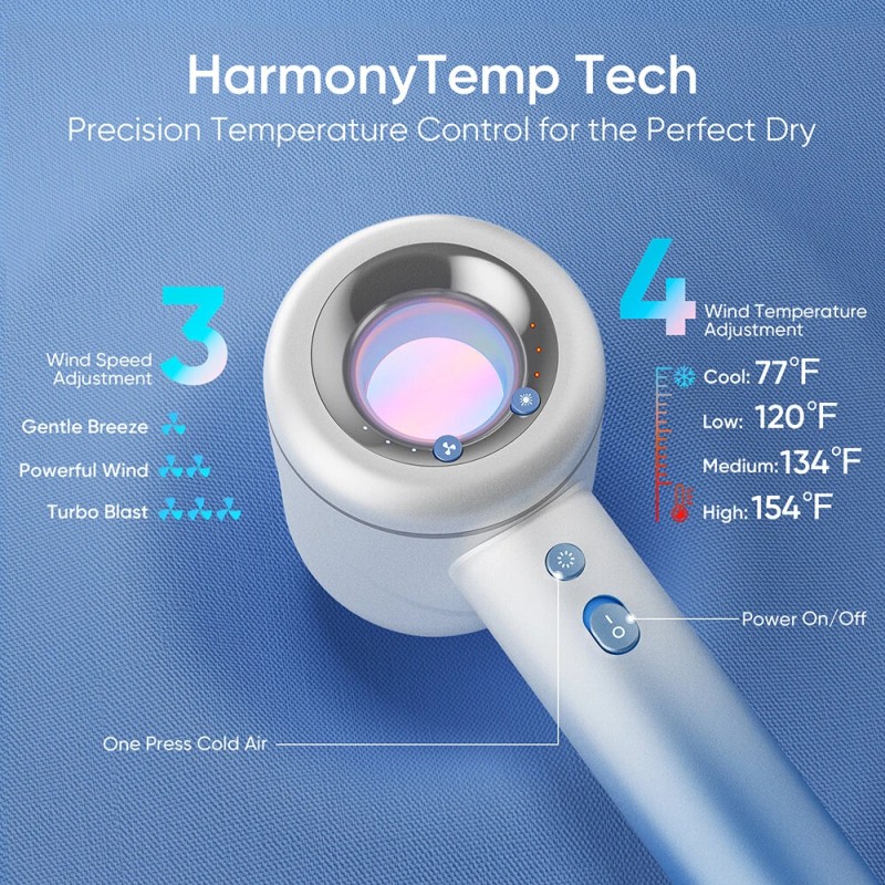 Moosoo H2-B hiustenkuivaaja 1800W 200 miljoonaa negatiivista ionia 3-vaihteinen hiljainen kevyt