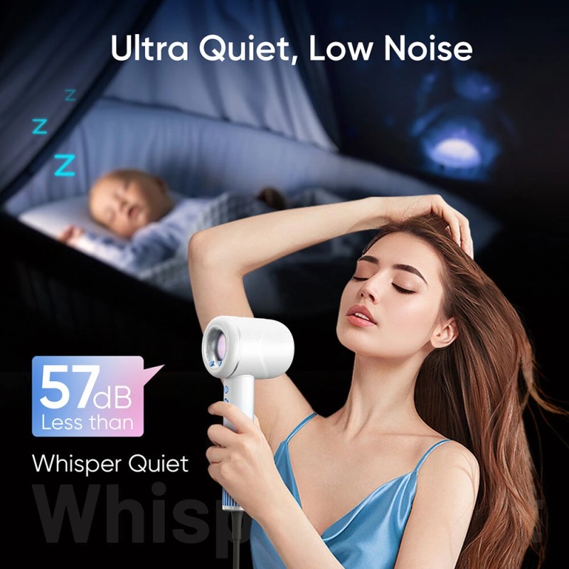 Moosoo H2-B hiustenkuivaaja 1800W 200 miljoonaa negatiivista ionia 3-vaihteinen hiljainen kevyt