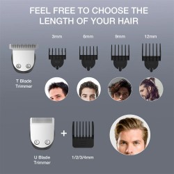 MOOSOO RS1901 6-toiminen monitoimitrimmaussarja sähköinen parranajotrimmeri nenä- ja vartalotrimmeri IPX7 LCD-näytöllä