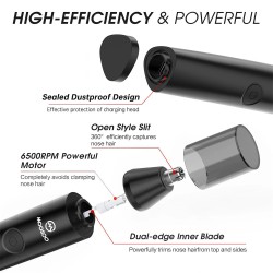 MOOSOO HK-0811 kolmitoiminen sähköinen nenä korva ja kulmakarvatrimmeri ladattava kivuton