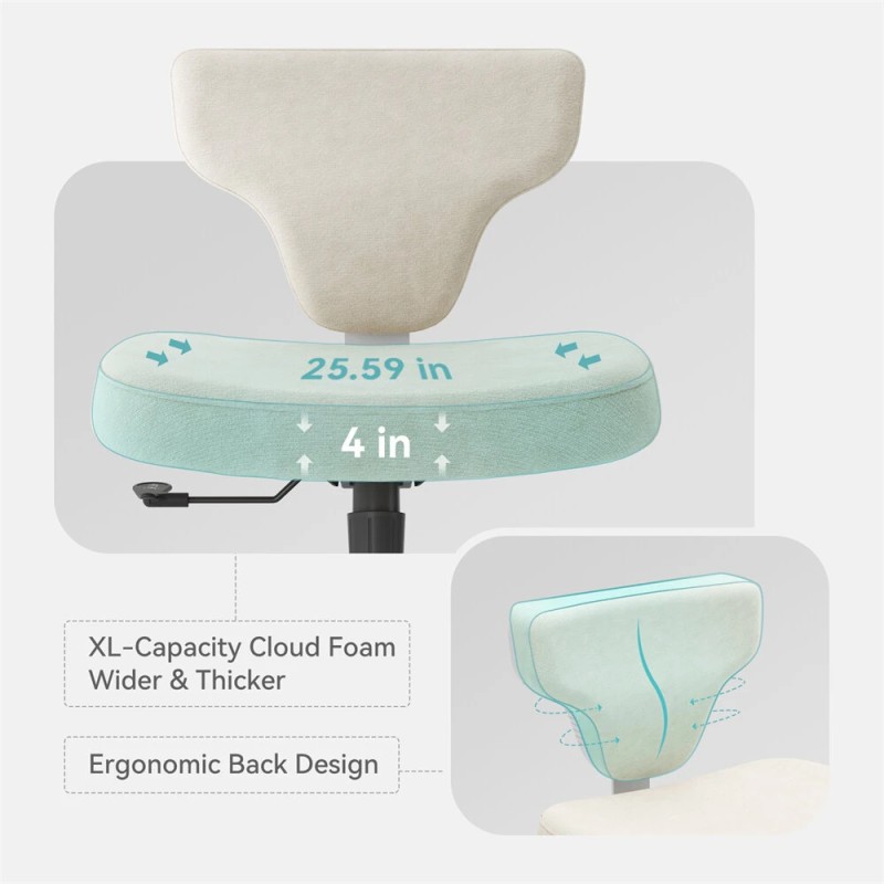 NEWTRAL FREEDOM-X moniasentoinen käsinojaton levennetty ristijalkainen tuoli säädettävällä kannettavan tietokoneen alustalla