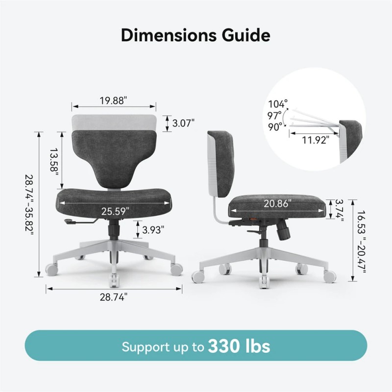 NEWTRAL FREEDOM-X moniasentoinen käsinojaton levennetty ristijalkainen tuoli säädettävällä kannettavan tietokoneen alustalla