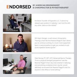 Newtral MagicH-BP ergonominen työtuoli jalkatuella, automaattisella lannetukella ja nelisuuntaisilla käsinojilla