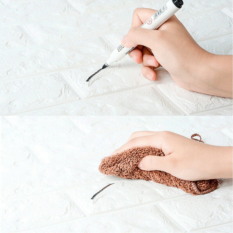 Viisi kolmiulotteista pehmeää itsekiinnittyvää vedenkestävää tiiliseinätarraa 38x35 cm