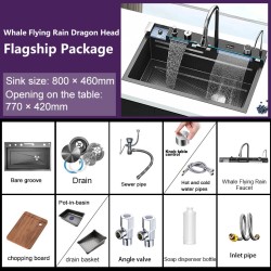 Integroitu 80x46 cm ruostumaton teräs keittiöallas monitoimihanalla digitaalinäytöllä