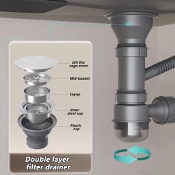 Ammattimainen keittiön pesuallas nano-vesiputouksella ulosvedettävä hana ruostumaton teräs yksiallas valumalevy asennusreijillä