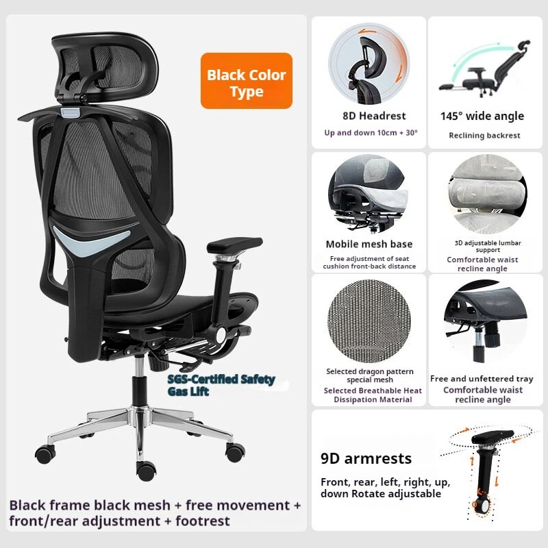 Yoranson T206 ergonominen pelituoli 8D-niskatuki 9D-käsinojat 3D-lannetuki hengittävä verkkoselkänoja säädettävä kallistus