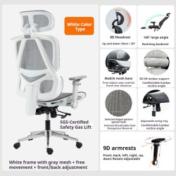 Yoranson T206 ergonominen pelituoli 8D-niskatuki 9D-käsinojat 3D-lannetuki hengittävä verkkoselkänoja säädettävä kallistus