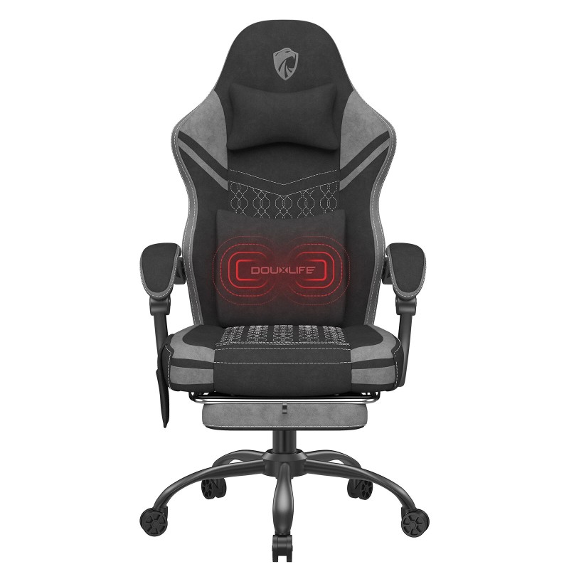 Douxlife GC RC05 kangaspelituoli hieronnalla taskujousilla leveällä istuimella ergonominen korkeaselkäinen jalkatuki