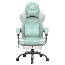 Douxlife GC-RC05 kangaspelituoli hieronnalla taskujousilla leveällä istuimella ergonominen korkeaselkäinen jalkatuki
