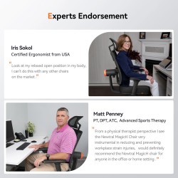 NEWTRAL ergonominen korkeaselkäinen toimisto ja pelituoli säädettävällä ristiselän tuella ja niskatuella