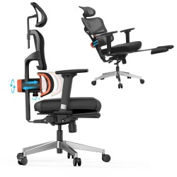 NEWTRAL NT002 pro versio ergonominen toimistotuoli jalkatuella säädettävä ristiseläntuki 4D käsinojat