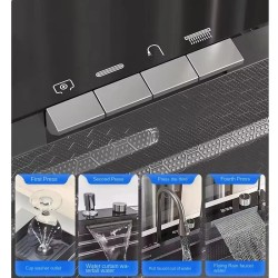 Integroitu digitaalinen näyttö keittiöhana pesuallas alasvedettävä kaksoisvesiputous saippua-annostin ruostumaton teräs