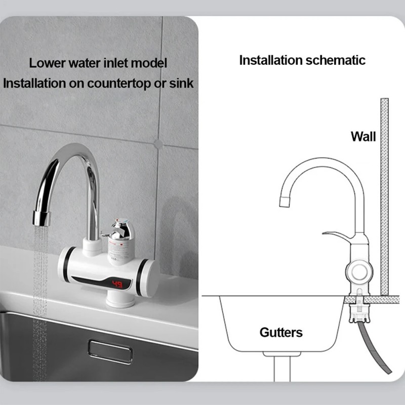 Älykäs digitaalinen välitön sähköhana säiliötön vedenlämmittimellä lämpötila säädettävissä