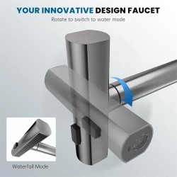 Keittiöhana 304-ruostumattomasta teräksestä ulosvedettävä pyörivä vesiputous suihku harjattu nikkeli elegantti sekoittaja