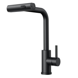 Keittiöhana 304-ruostumattomasta teräksestä ulosvedettävä pyörivä vesiputous suihku harjattu nikkeli elegantti sekoittaja