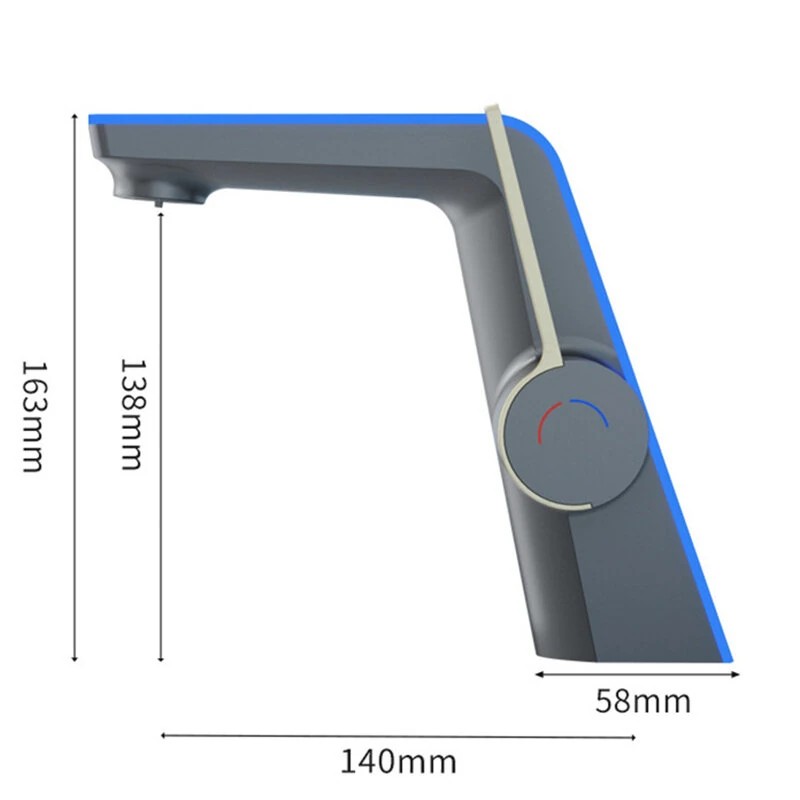 Älykäs digitaalinen pesuallashana led-lämpötilanäytöllä ja värivalolla irrotettavalla suodattimella