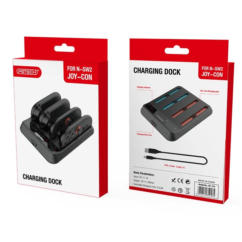 PGTECH GP-371 Switch2 Joy-Con neljän ohjaimen magneettinen C-tyypin lataustelakka