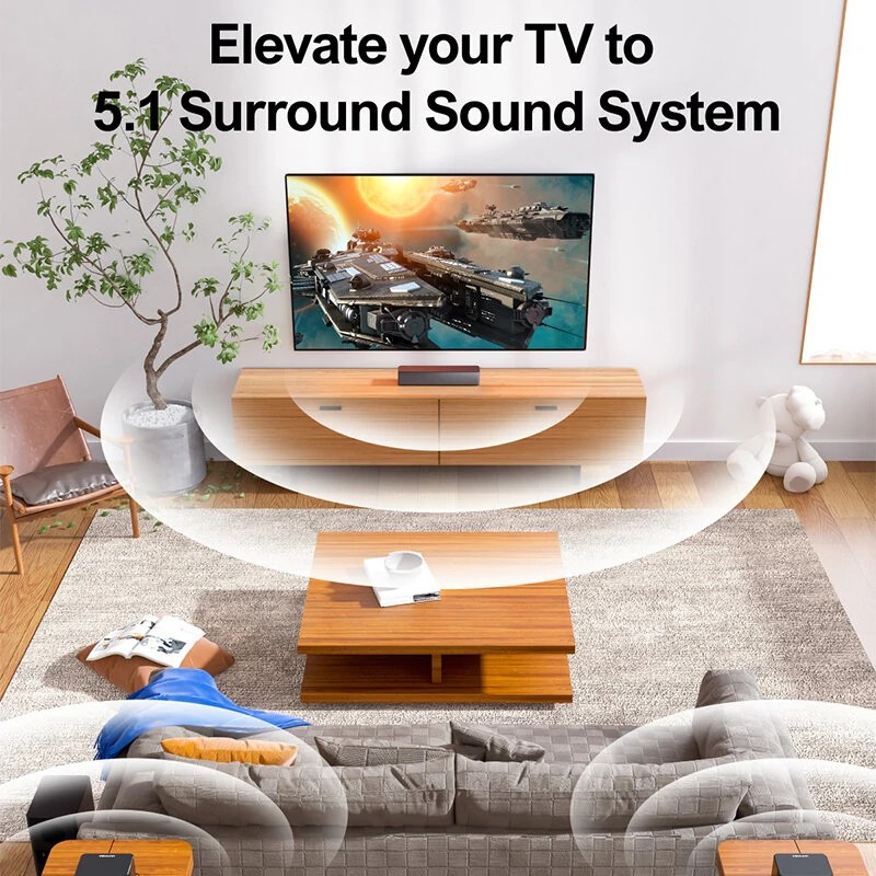 ULTIMEA Poseidon D50 5.1 langaton kaiutinpaneeli surround-ääni BassMax DSP-siru kolme taajuuskorjaintilaa