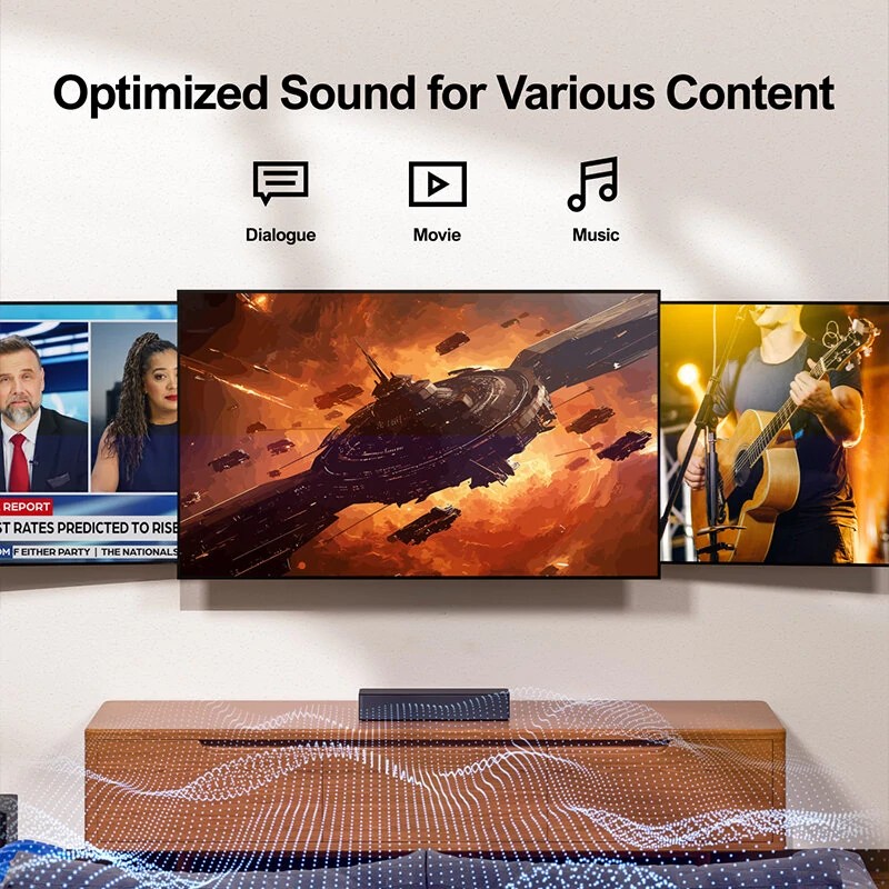 ULTIMEA Poseidon D50 5.1 langaton kaiutinpaneeli surround-ääni BassMax DSP-siru kolme taajuuskorjaintilaa