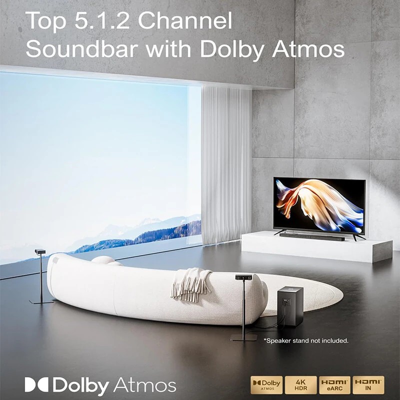 ULTIMEA Nova S80 5.1.2 Dolby Atmos äänipalkki kotiteatteri jalustat ja bassokaiutin