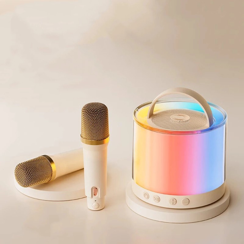 BlitzMax lasten kannettava karaokakaiutin bluetooth kaksi mikrofonia valot kuuden tunnin akku