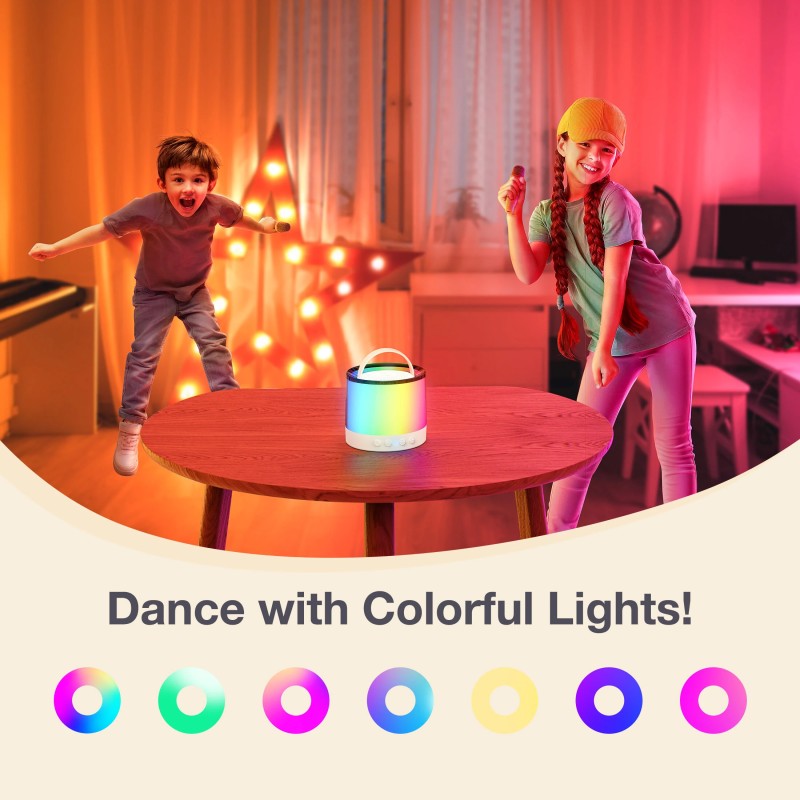 BlitzMax lasten kannettava karaokakaiutin bluetooth kaksi mikrofonia valot kuuden tunnin akku