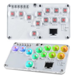 Hitbox 12-näppäin viputon arcade-tyylinen ohjain monivärinen valaistus vaihdettavat kytkimet turbo-tuki yhteensopiva