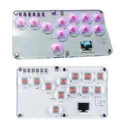 Hitbox 12-näppäin viputon arcade-tyylinen ohjain monivärinen valaistus vaihdettavat kytkimet turbo-tuki yhteensopiva