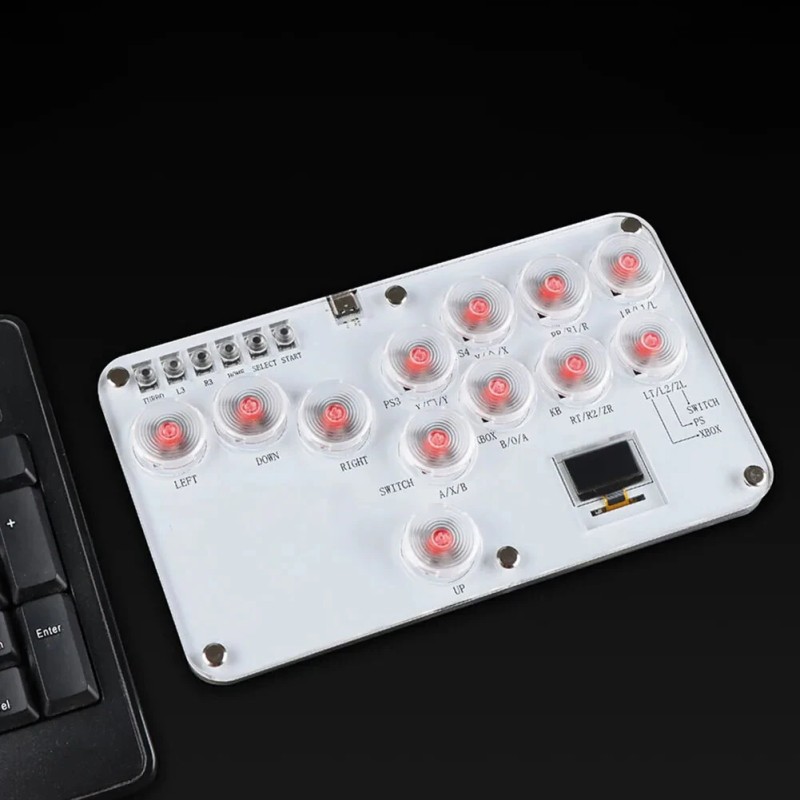 Hitbox 12-näppäin viputon arcade-tyylinen ohjain monivärinen valaistus vaihdettavat kytkimet turbo-tuki yhteensopiva
