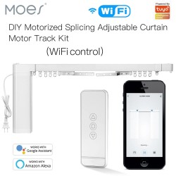 MOES PYM21A Tuya WiFi älykäs moottoroitu verhokiskojärjestelmä ääniohjaus ja sovellusohjaus RF-kaukosäätimellä