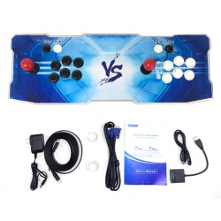 Pandorra Box kolmiulotteinen retro pelikonsoli 7000 esiladattua peliä 8 painikkeinen kahden pelaajan ohjain EU pistoke