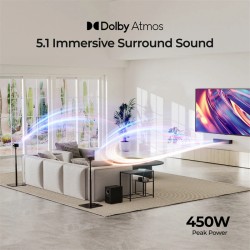 ULTIMEA Poseidon M4T 5.1-kanavainen Dolby Atmos äänipalkki langaton 5,25-tuumainen subwoofer takakaiuttimet 450 W teho
