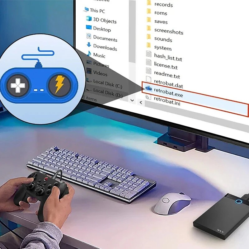 KINHANK 500Gt pelikovalevy yli 60000 retropeliä 70 emulaattoria PS2/PS1/N64 USB3.0 Windows