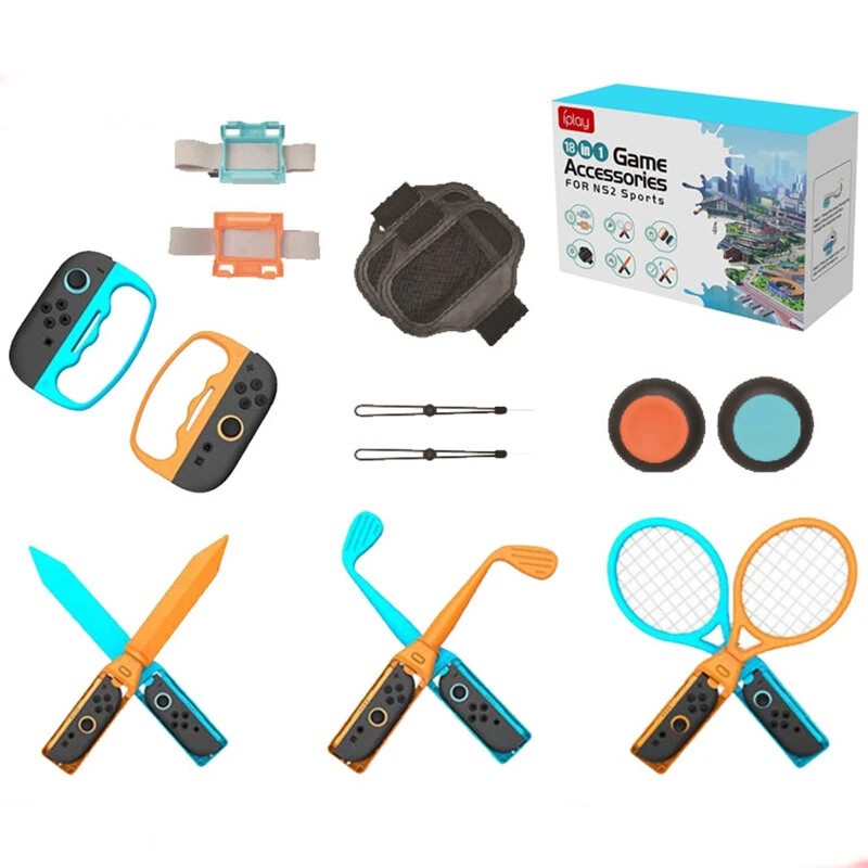 Switch2 Sports 18 eri lisäosaa tennismailat irrotettava kahva ja hihnat IPLAY HBS 522