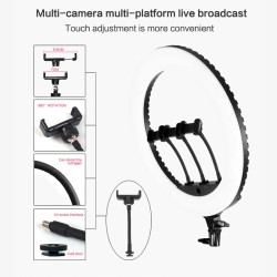 HQ18 LED rengasvalo säädettävällä jalustalla 55W 3000–6000K 3 väritilaa YouTube TikTok