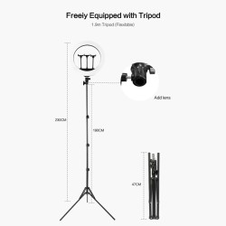 HQ18 LED rengasvalo säädettävällä jalustalla 55W 3000–6000K 3 väritilaa YouTube TikTok