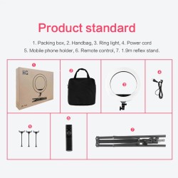 HQ18 LED rengasvalo säädettävällä jalustalla 55W 3000–6000K 3 väritilaa YouTube TikTok